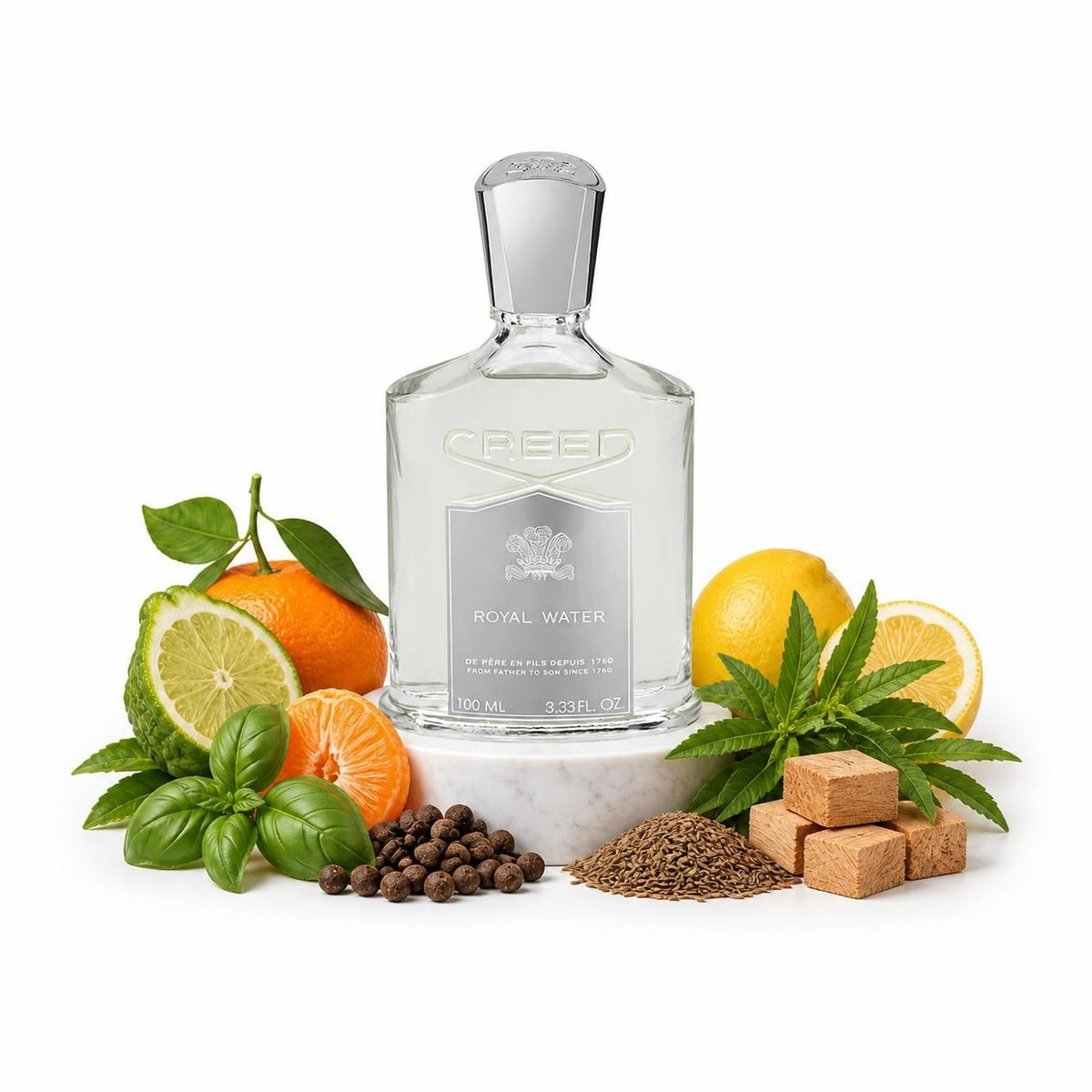 Creed Royal Water perfume sample decant with bergamot, mandarin, verbena, basil and cedar