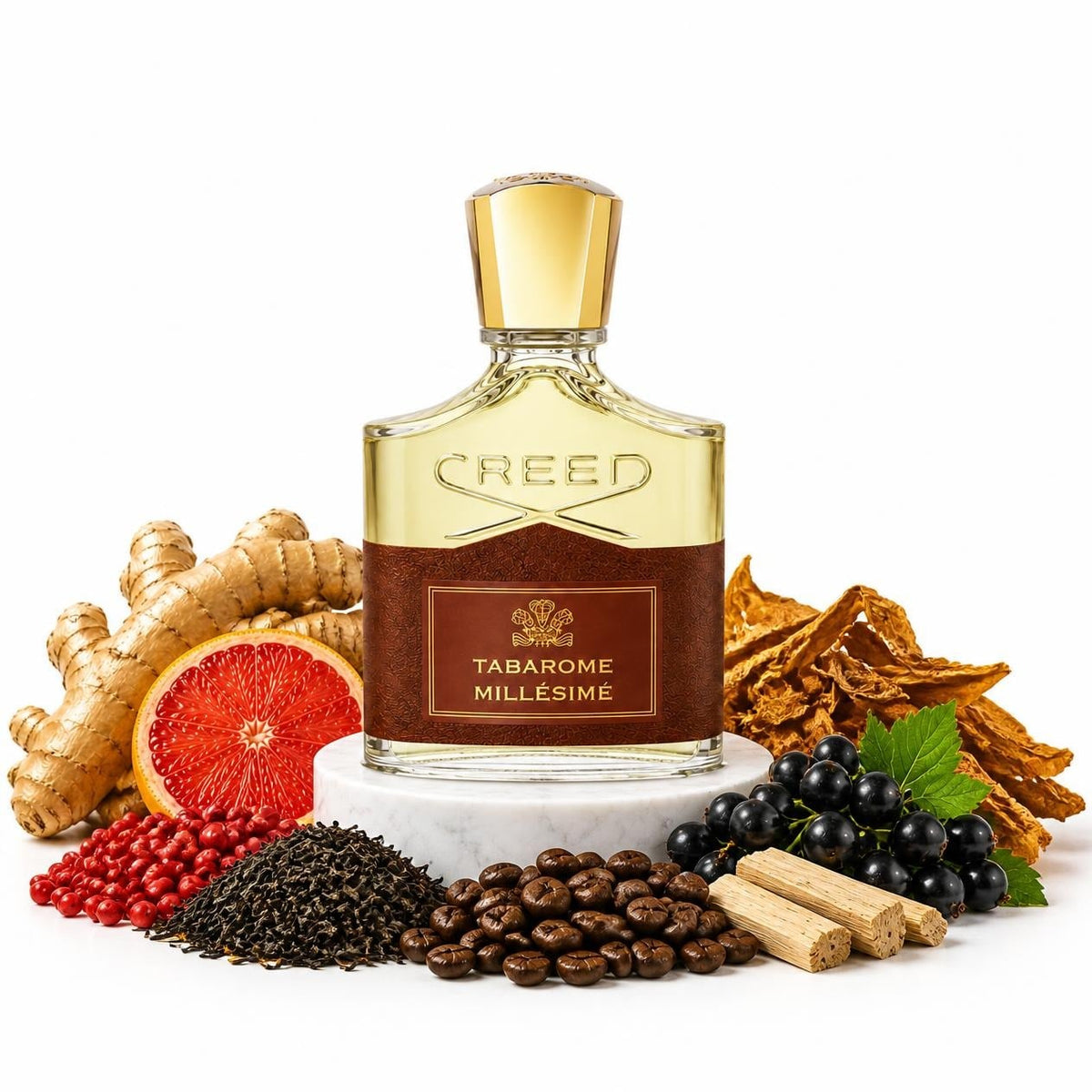 Creed Tabarome Millesime perfume sample decant with ginger, grapefruit, tea, coffee, tobacco and sandalwood