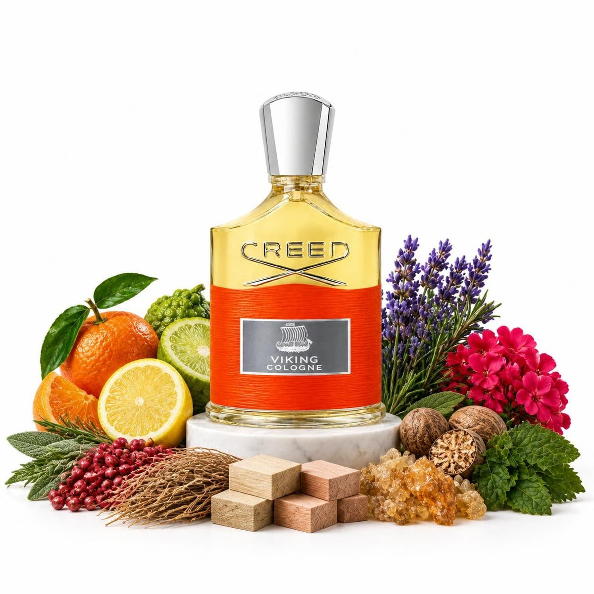 Creed Viking Cologne perfume sample decant with mandarin, lemon, lavender, rosemary, vetiver and cedar