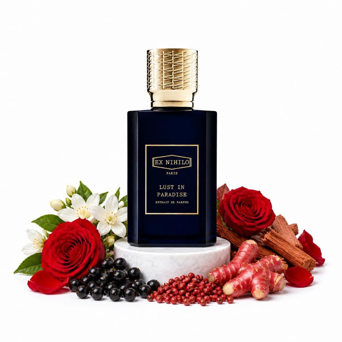 Ex Nihilo Lust in Paradise Extrait perfume sample decant with blackcurrant, pink pepper, ginger, rose and jasmine