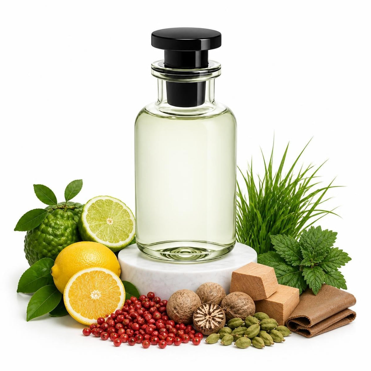Sur la Route perfume sample decant with bergamot, lemon, pink pepper, cardamom, cedar and leather